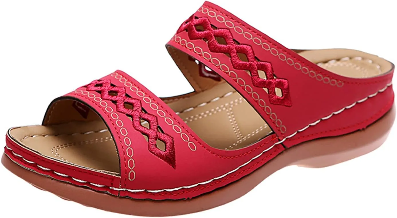 Lausiuoe Orthopedic Sandals For Women Plantar Fasciitis Arch Heel Support Orthotic Flips Flops Flat feet Comfortable Slides