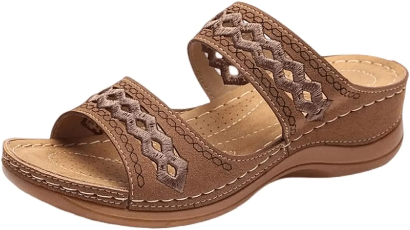 Lausiuoe Orthopedic Sandals For Women Plantar Fasciitis Arch Heel Support Orthotic Flips Flops Flat feet Comfortable Slides