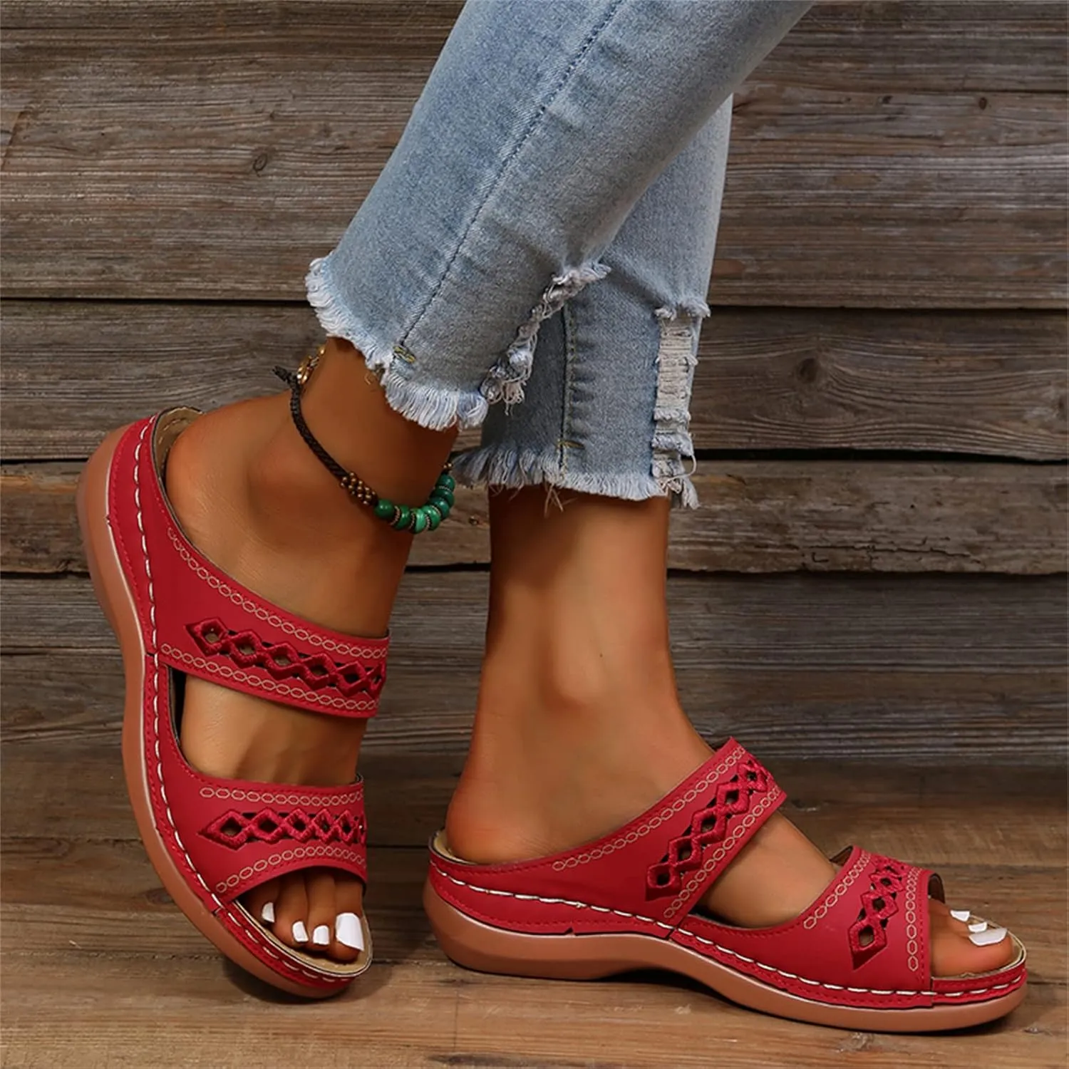 Lausiuoe Orthopedic Sandals For Women Plantar Fasciitis Arch Heel Support Orthotic Flips Flops Flat feet Comfortable Slides