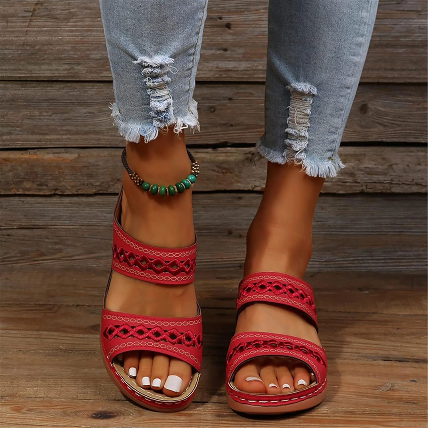 Lausiuoe Orthopedic Sandals For Women Plantar Fasciitis Arch Heel Support Orthotic Flips Flops Flat feet Comfortable Slides