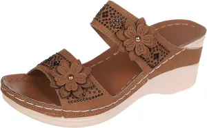 Lausiuoe Orthopedic Sandals For Women Plantar Fasciitis Arch Heel Support Slides Slippers Comfort Wedge Orthotic Flip Flops