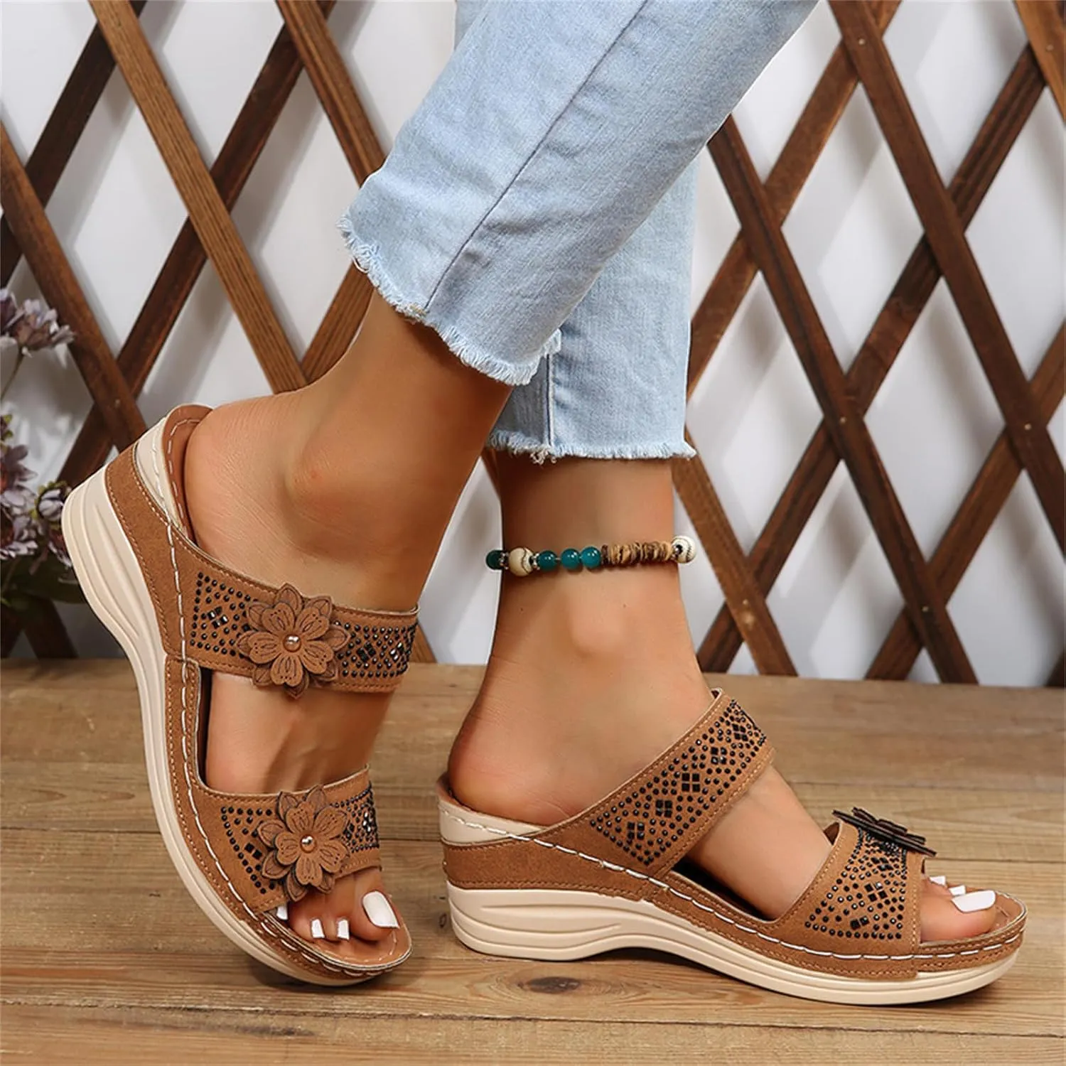 Lausiuoe Orthopedic Sandals For Women Plantar Fasciitis Arch Heel Support Slides Slippers Comfort Wedge Orthotic Flip Flops