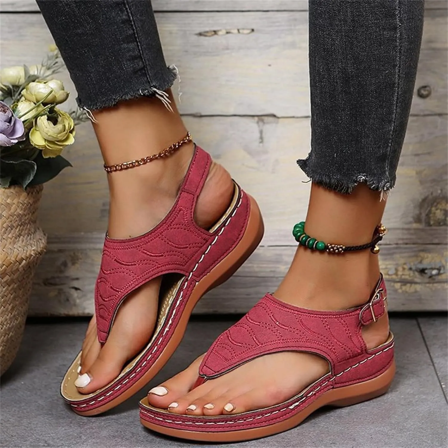 Lausiuoe Orthotic Sandals For Women Dressy Orthopedic Slides Comfort Plantar Fasciitis Arch Support Slip on Thong Flip Flops