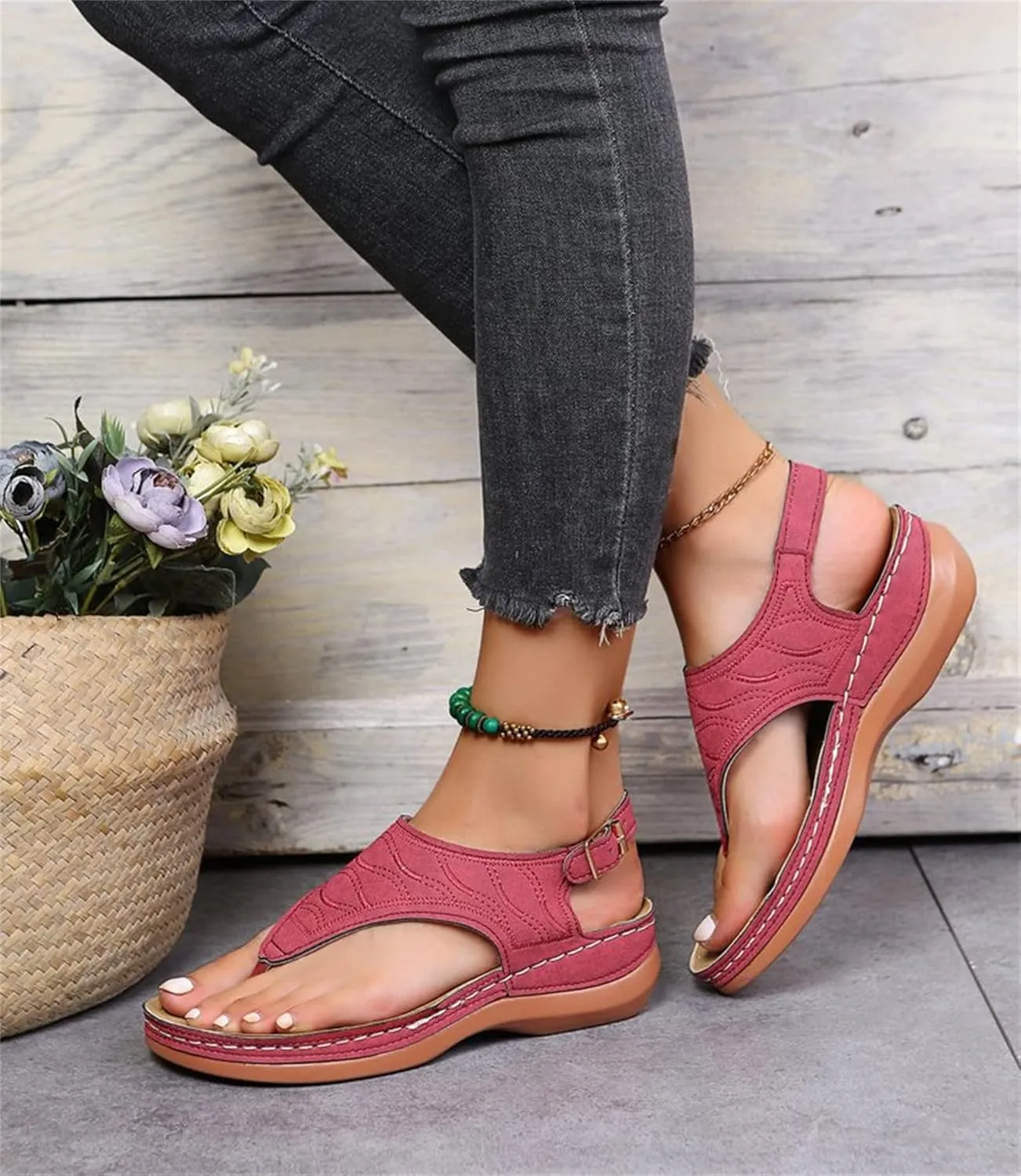 Lausiuoe Orthotic Sandals For Women Dressy Orthopedic Slides Comfort Plantar Fasciitis Arch Support Slip on Thong Flip Flops