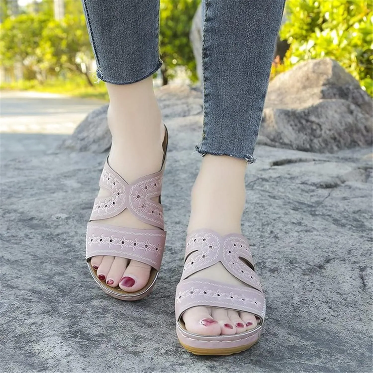Lausiuoe Orthotic Sandals Women Plantar Fasciitis Arch Support Fashion Slides Athletic Slip On Orthopedic Slippers Flip Flops