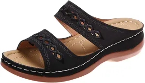 Lausiuoe Sandals Women Dressy Summer Flat Arch Support Orthotic Flips Flops Plantar Fasciitis Comfortable Orthopedic Slippers