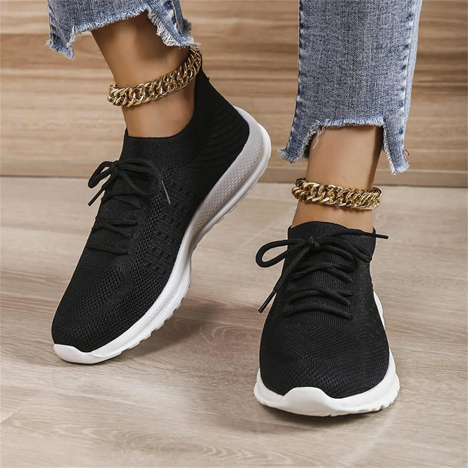 Lausiuoe Slip On Sneakers Women Wide Width Walking Tennis Shoes Running Slip On Lightweight Gym Athletic Workout Shoes