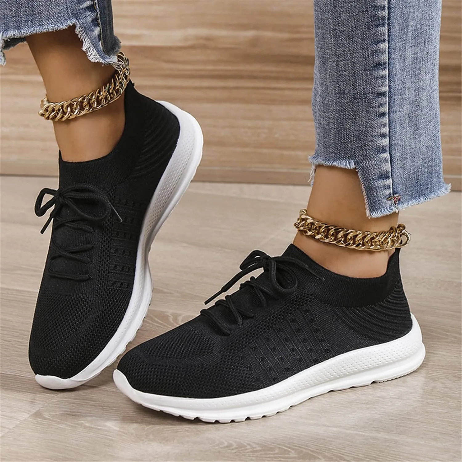 Lausiuoe Slip On Sneakers Women Wide Width Walking Tennis Shoes Running Slip On Lightweight Gym Athletic Workout Shoes