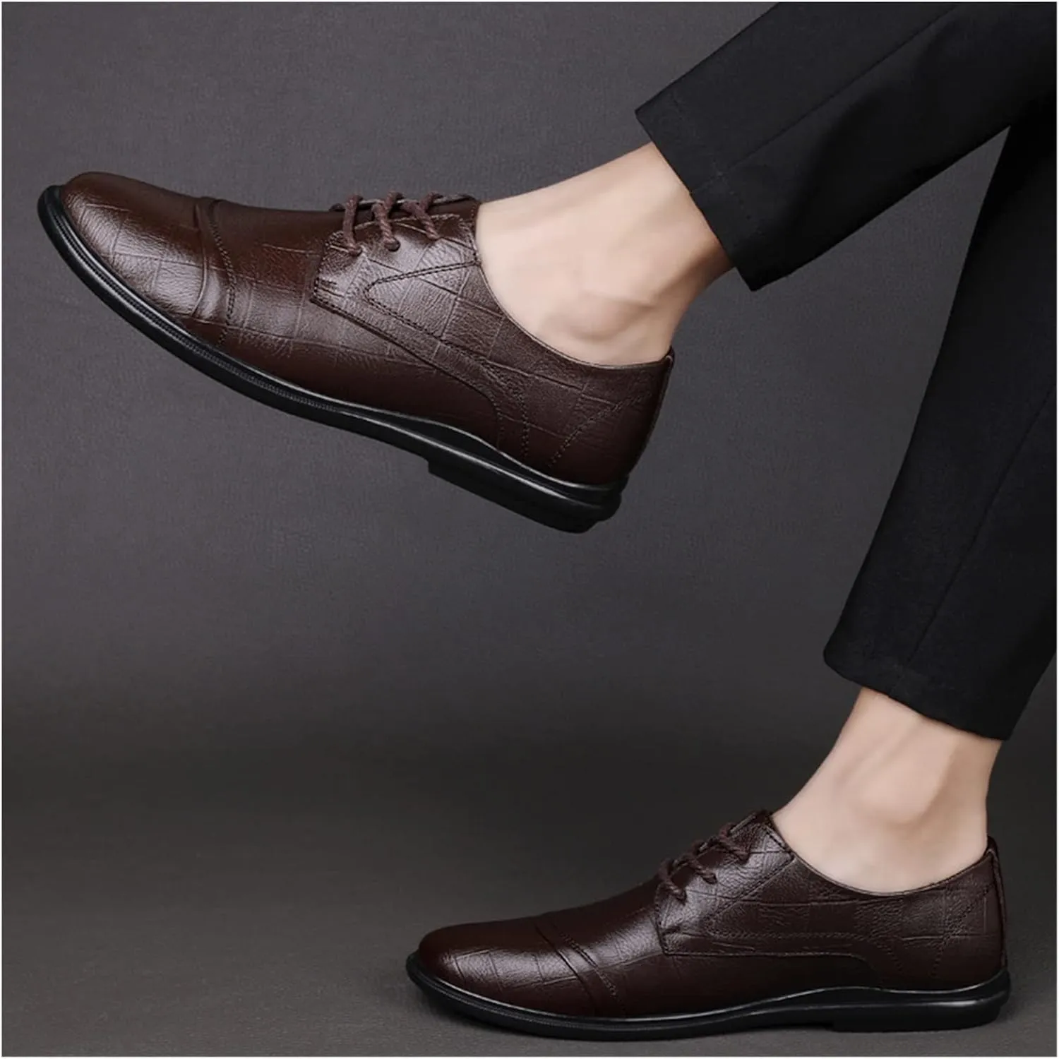 LAZIRO First Layer Cowhide Driving Business Leather Shoes Low Top Pointed Toe Office Formal Leather Shoes Casual Men's Shoes