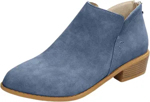Leather Ankle Boots for Women Ankle Boots for Women Low Heel Zipper Pointed Toe Short Boot Comfy Casual Walking Shoes