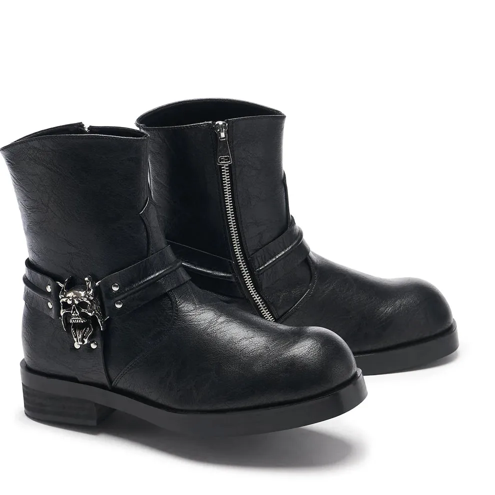 Legion Men's Stacked Hardware Biker Boots - Vintage Black
