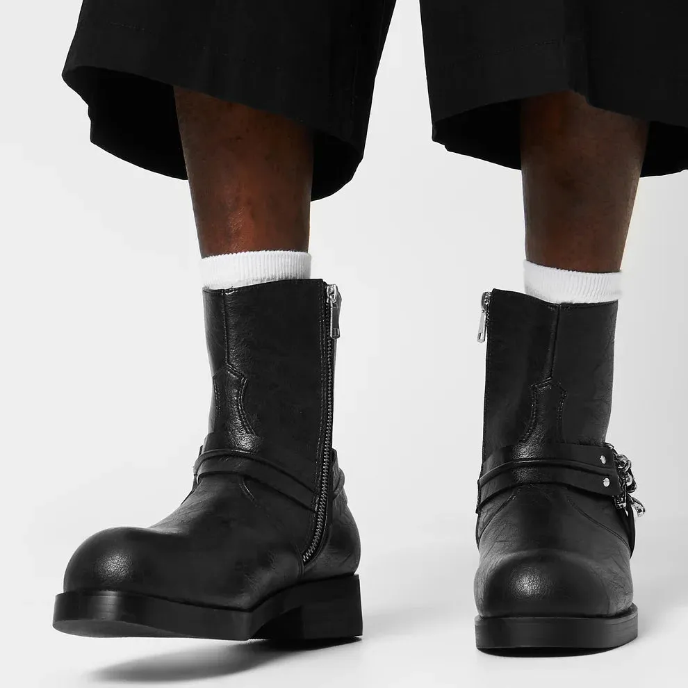Legion Men's Stacked Hardware Biker Boots - Vintage Black