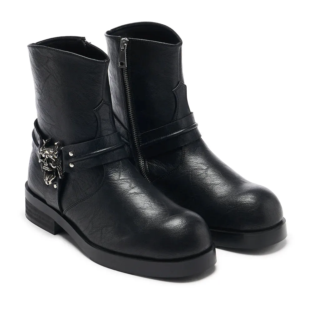 Legion Men's Stacked Hardware Biker Boots - Vintage Black