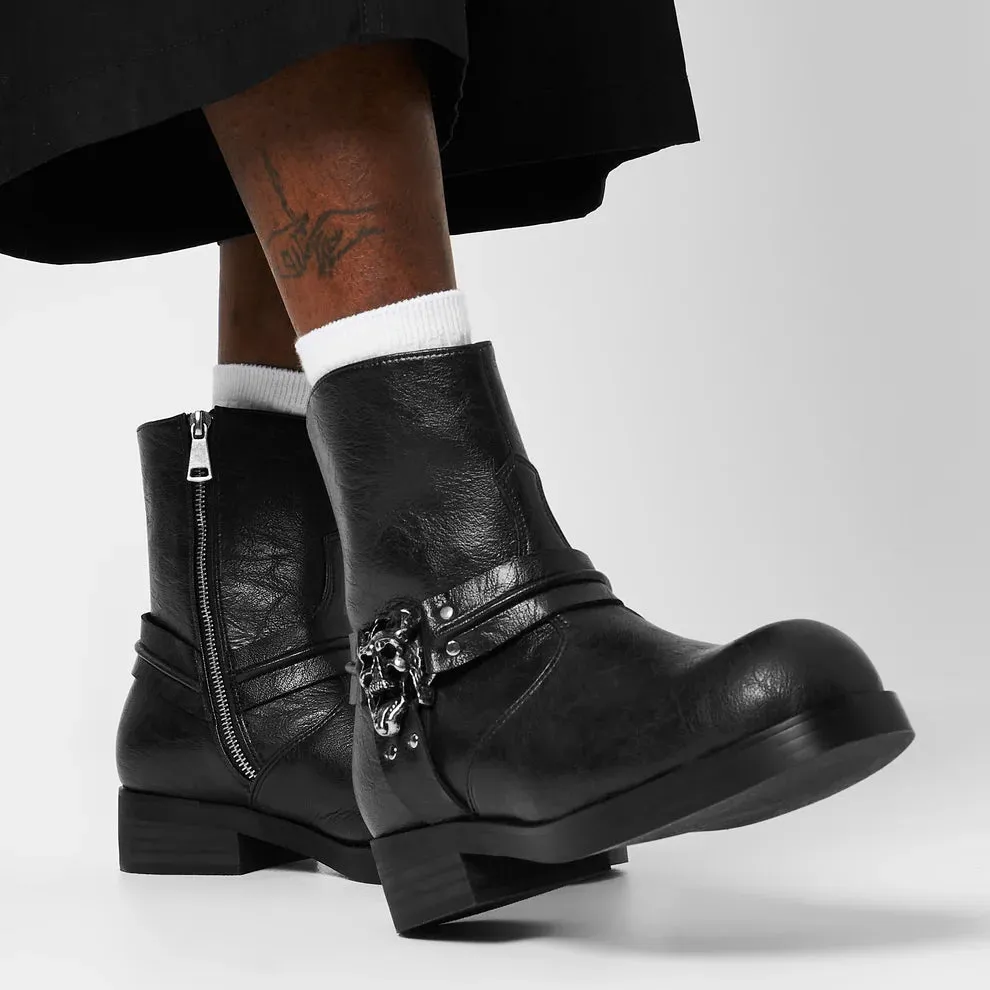 Legion Men's Stacked Hardware Biker Boots - Vintage Black