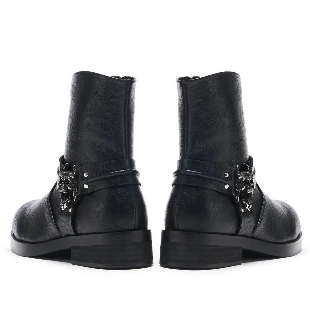 Legion Men's Stacked Hardware Biker Boots - Vintage Black