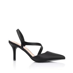 Lemon Point Toe Heels - Black Satin