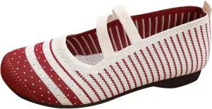 Light Weight Flat Ballet Casual Wear Knit Shoes Pointed Toe Knit Ballet Ladies Single Shoe Breathable Knitting Comfort Flats Ballet