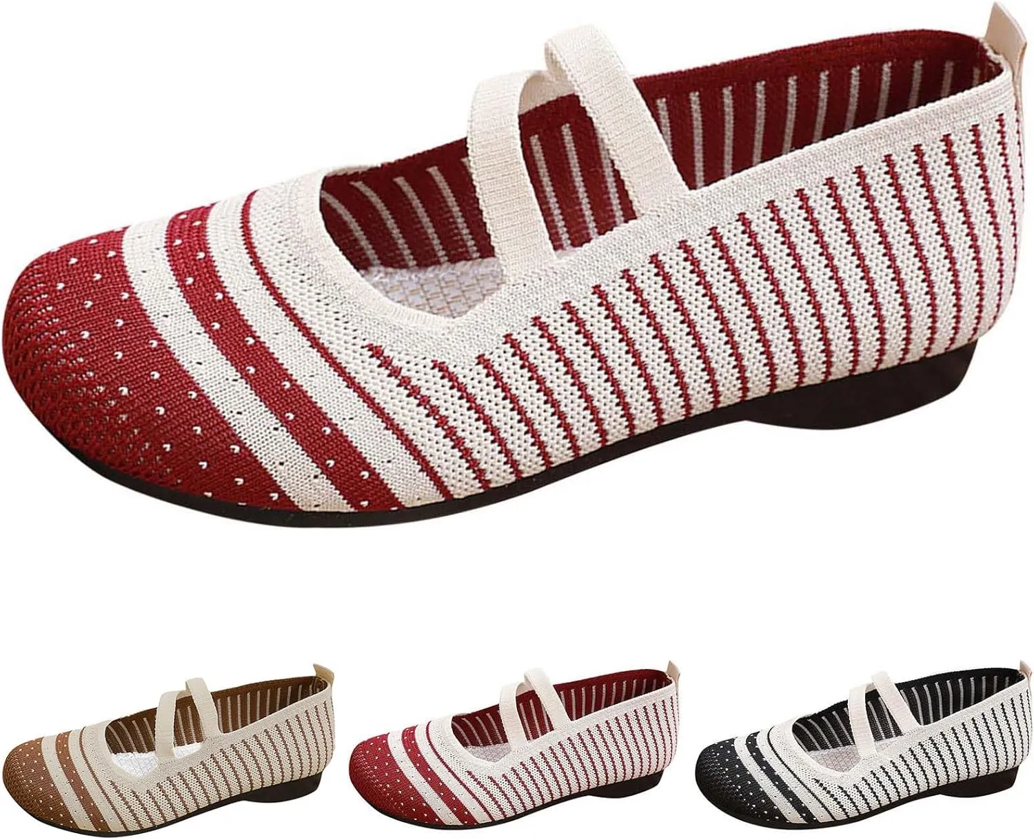 Light Weight Flat Ballet Casual Wear Knit Shoes Pointed Toe Knit Ballet Ladies Single Shoe Breathable Knitting Comfort Flats Ballet