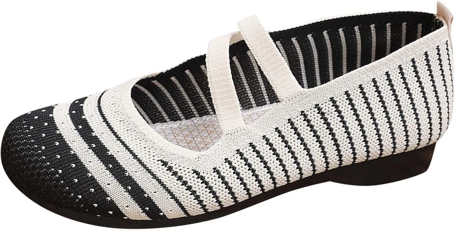 Light Weight Flat Ballet Casual Wear Knit Shoes Pointed Toe Knit Ballet Ladies Single Shoe Breathable Knitting Comfort Flats Ballet