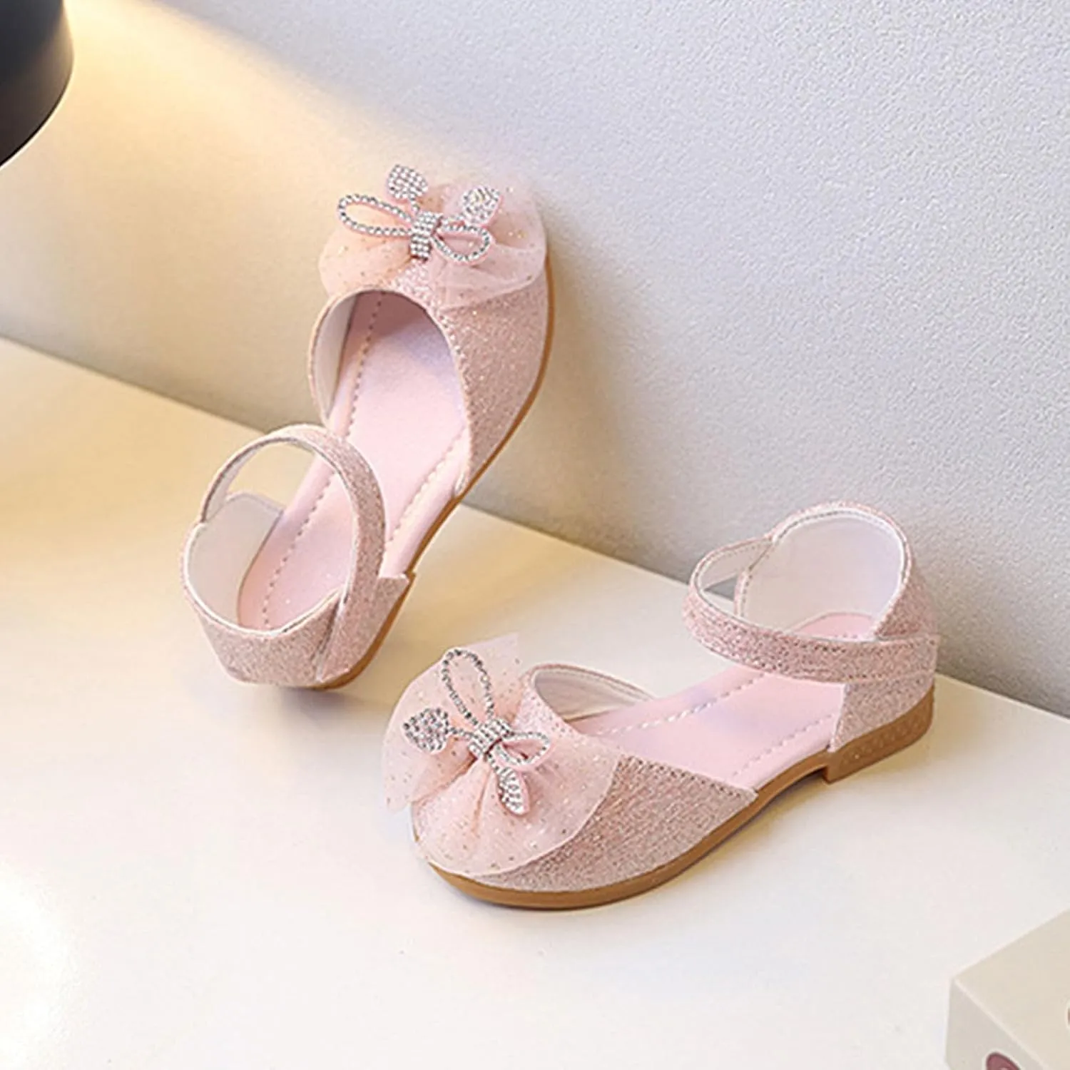 Lightweight Boys Girls Sandals New Children's Small Leather Shoes With Closures For Spring And Summer Korean Girls' Bowknot Shoes Rhinestone Sandals