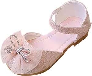 Lightweight Boys Girls Sandals New Children's Small Leather Shoes With Closures For Spring And Summer Korean Girls' Bowknot Shoes Rhinestone Sandals