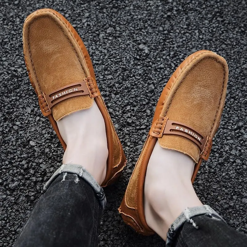 Loafers for Men Suede Vamp Penny Moccasins Driving Style Loafer Flat Heel Anti-Slip Comfortable Casual Slip-on