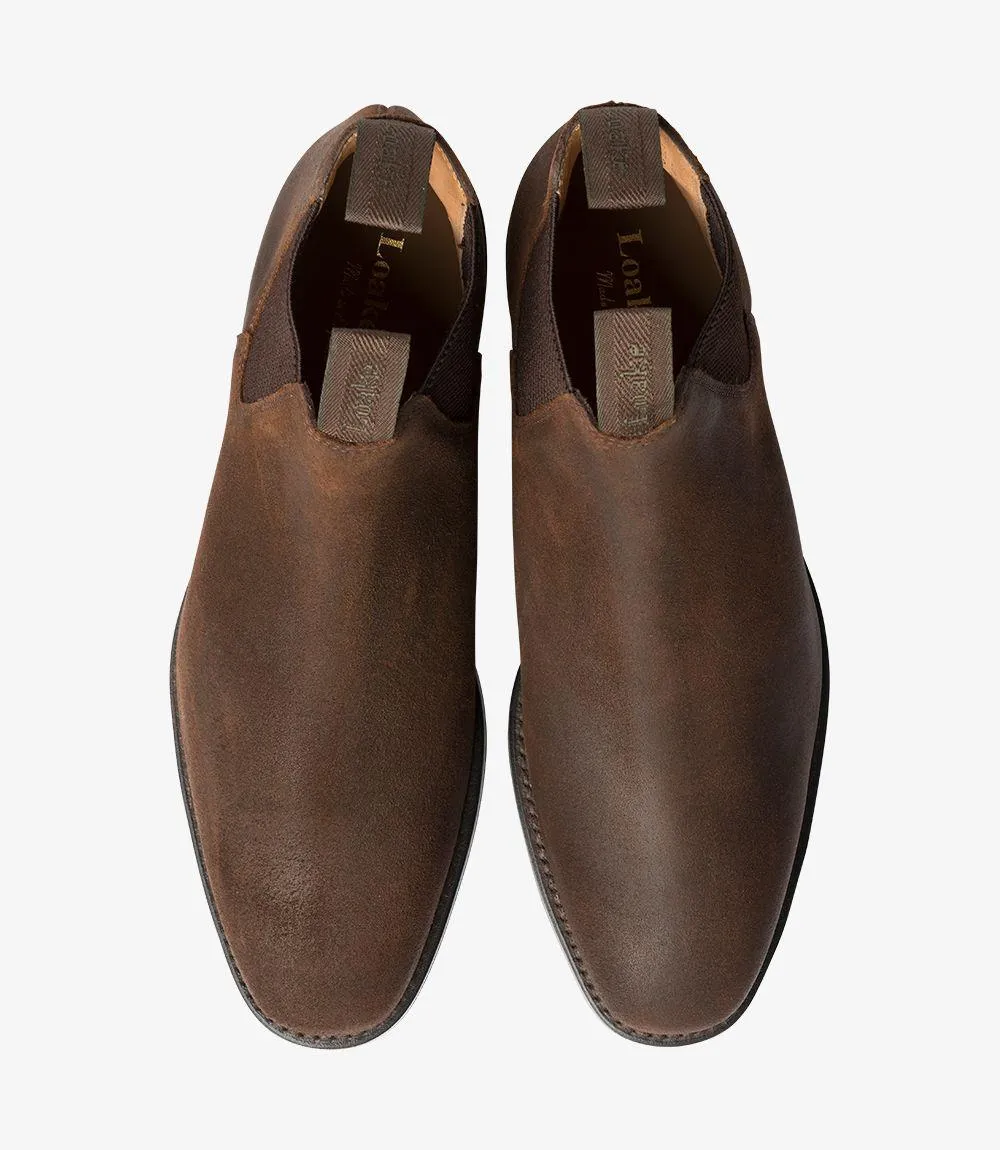 LOAKE CHATSWORTH BROWN WAXED SUEDE CHELSEA BOOT RUBBER SOLE G-WIDE