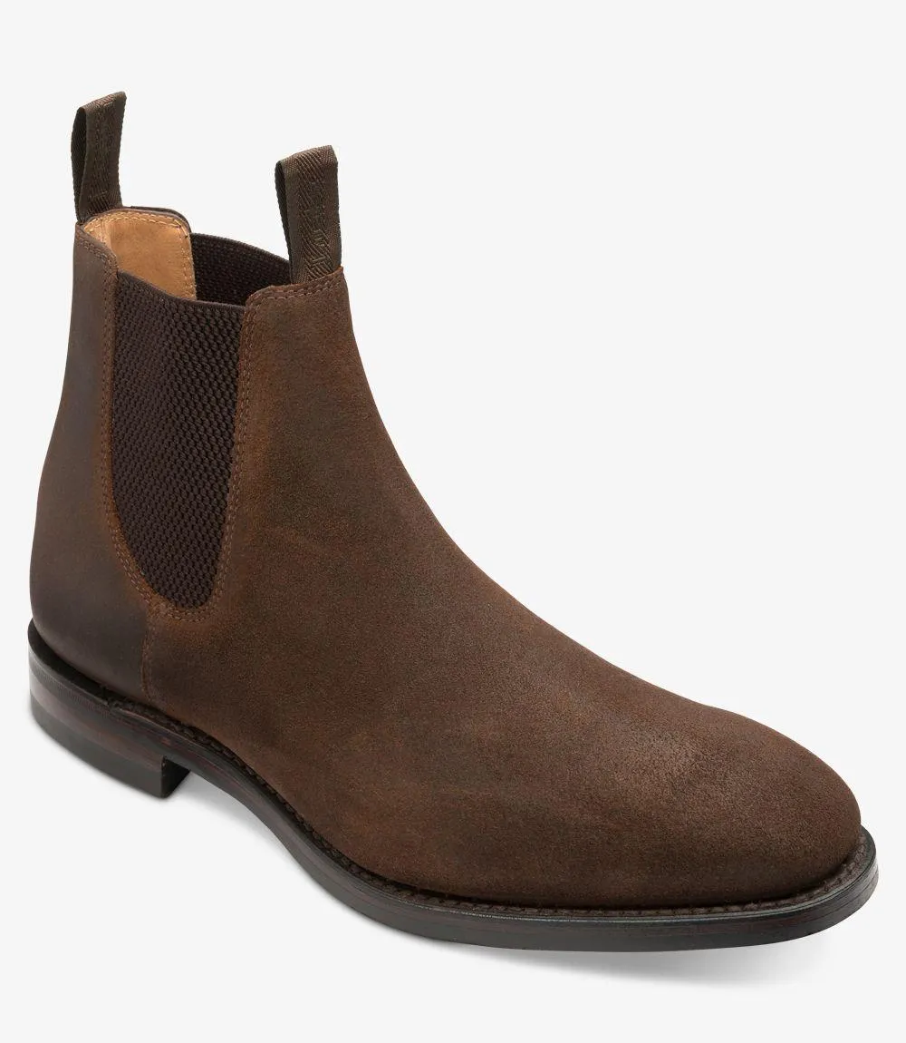 LOAKE CHATSWORTH BROWN WAXED SUEDE CHELSEA BOOT RUBBER SOLE G-WIDE