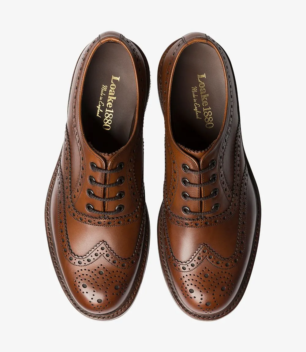 Loake Men's Edward Leather Brogue Shoes Mahogany Brown