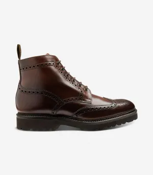 LOAKE PEGASUS WAXY DARK BROWN DERBY FULL-BROGUE RUBBER SOLE G-WIDE