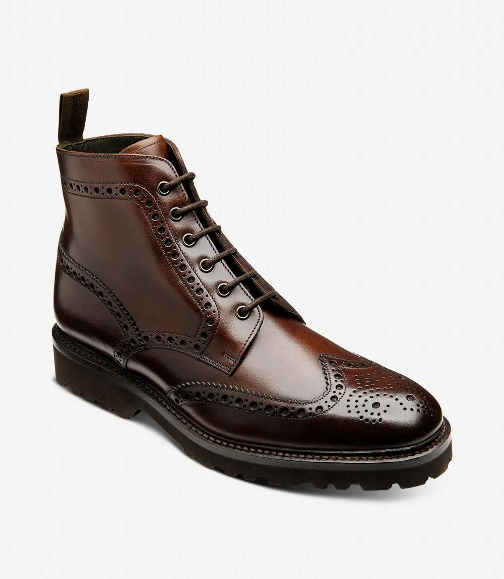 LOAKE PEGASUS WAXY DARK BROWN DERBY FULL-BROGUE RUBBER SOLE G-WIDE