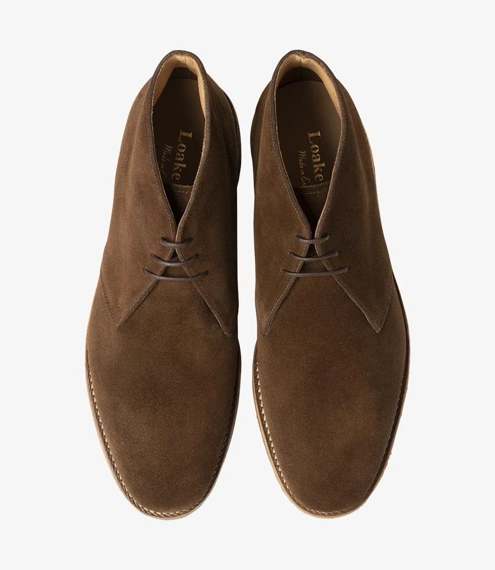 LOAKE RIVINGTON SUEDE BROWN CHUKKA BOOT CREPE SOLE G-WIDE
