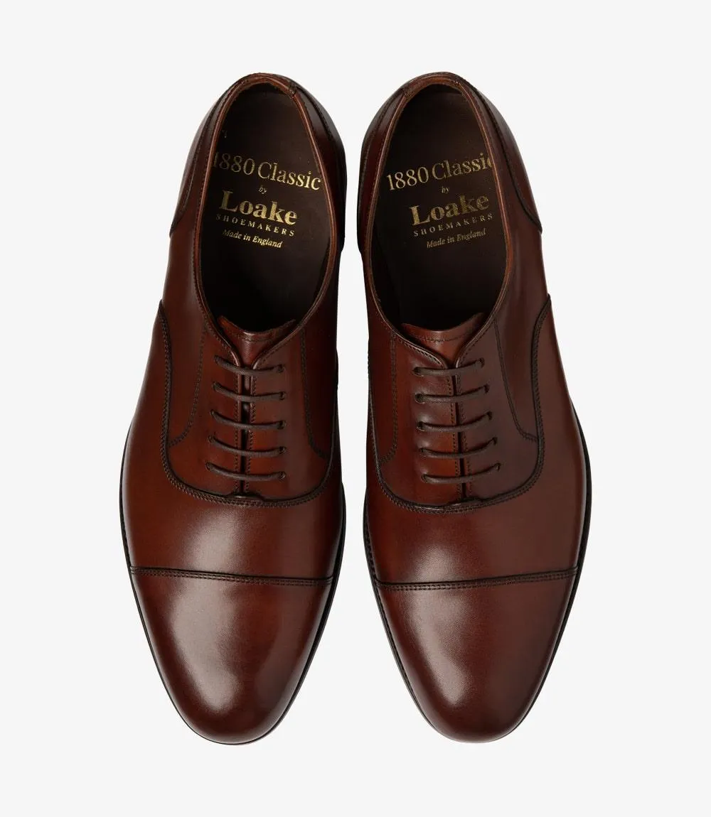 LOAKE STONEGATE MAHOGANY OXFORD TOE CAP LEATHER SOLE F-MEDIUM