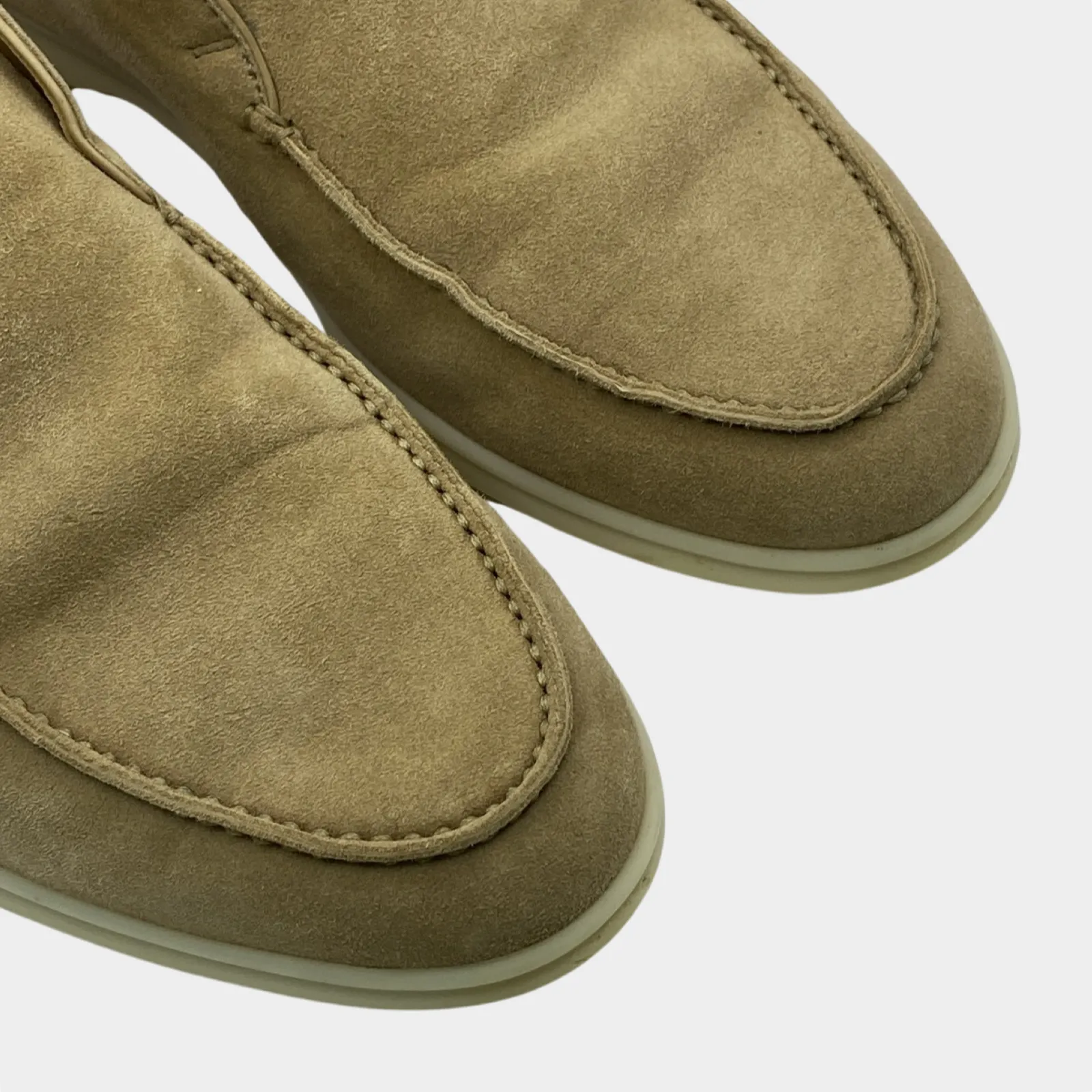 Loro Piana women's beige suede Open Walk loafers