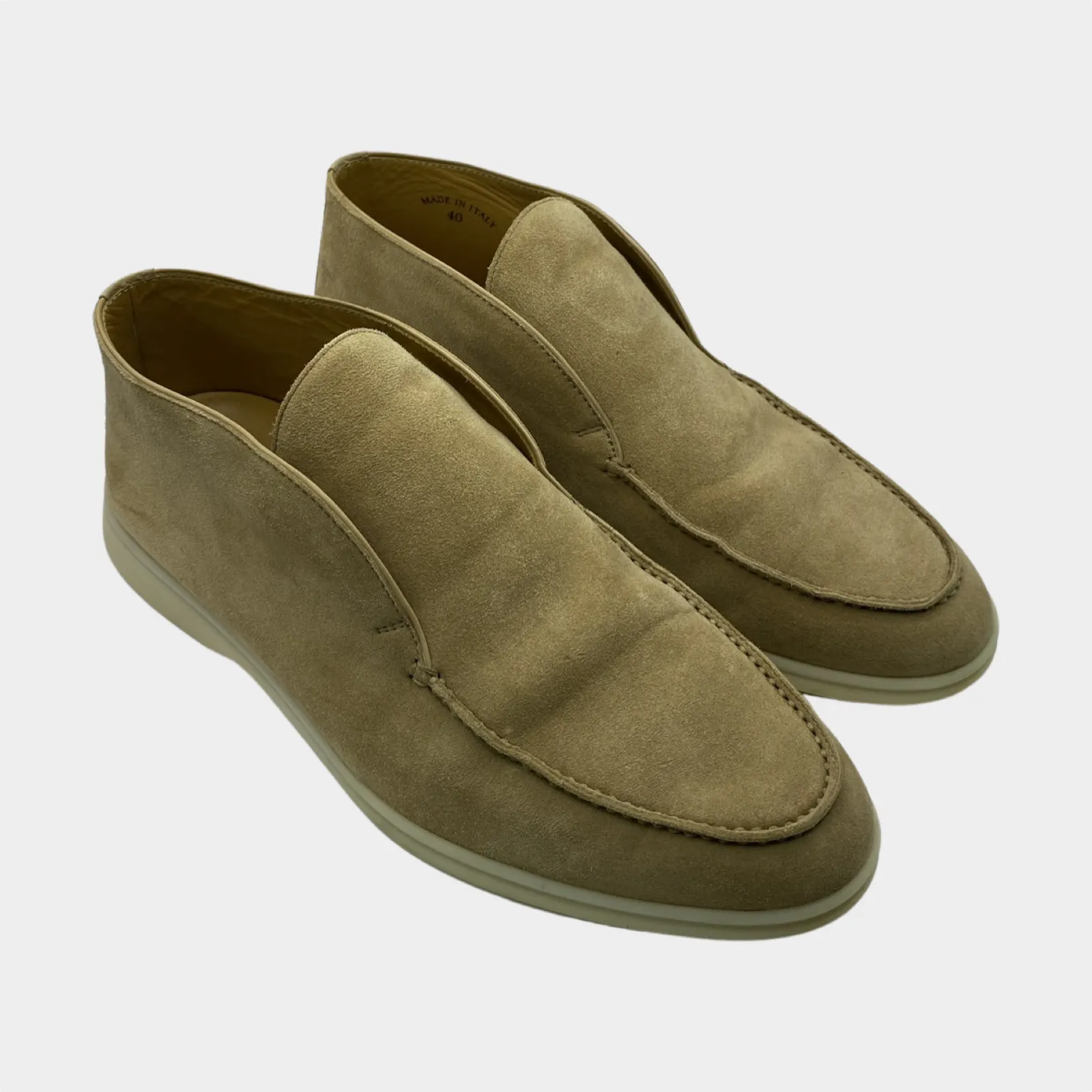 Loro Piana women's beige suede Open Walk loafers