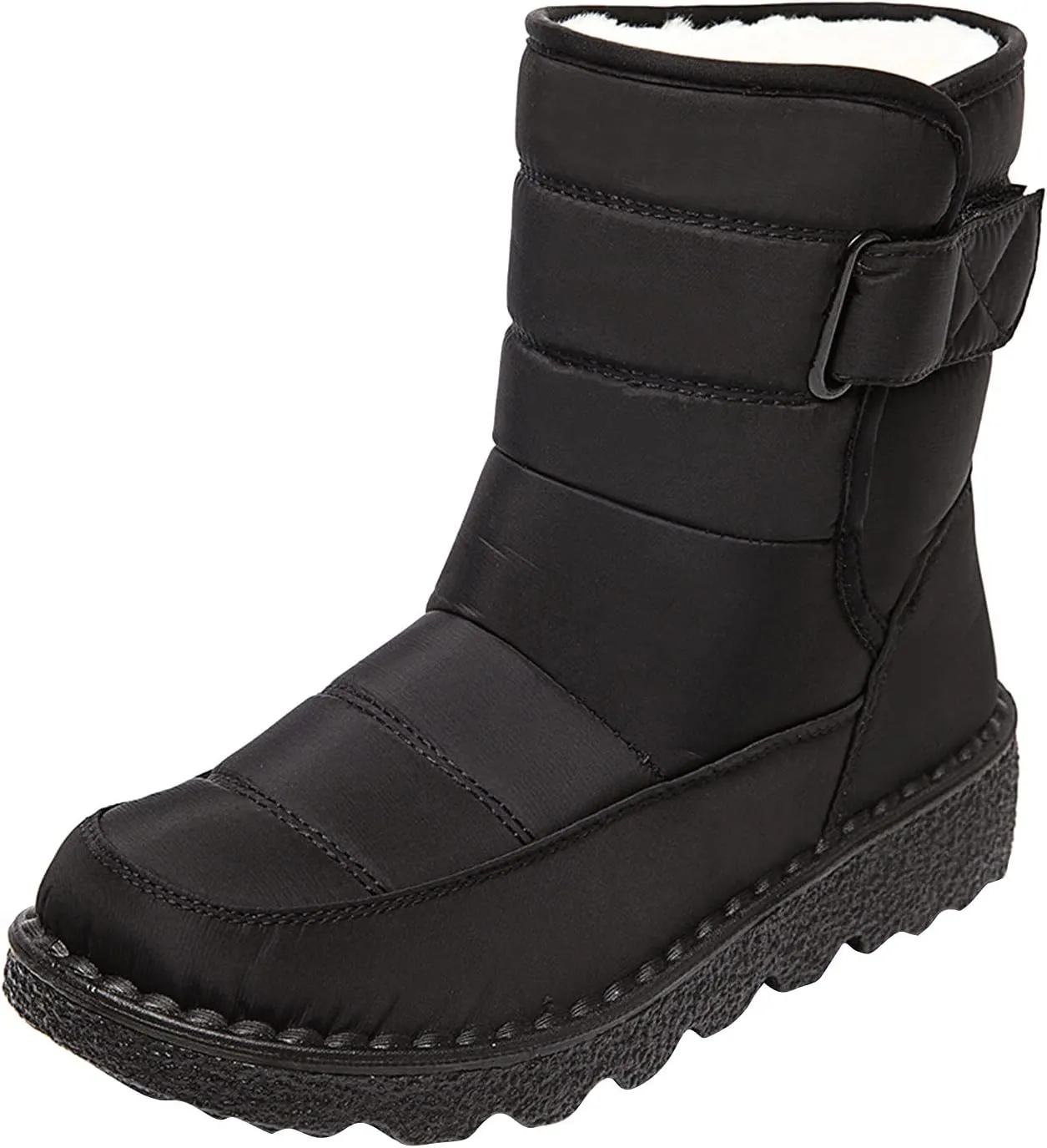 Lug Sole Snow Boots for Women Fur Lined Warm Outdoor Walking Boots Winter Waterproof Non-Slip Booties Snow Shoes