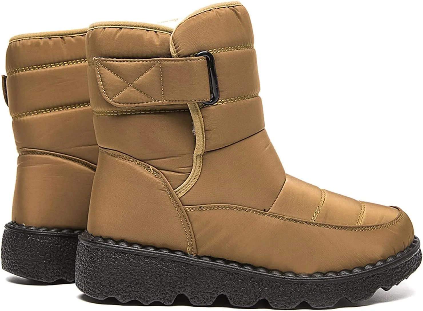 Lug Sole Snow Boots for Women Fur Lined Warm Outdoor Walking Boots Winter Waterproof Non-Slip Booties Snow Shoes