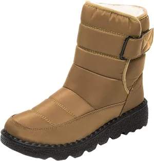 Lug Sole Snow Boots for Women Fur Lined Warm Outdoor Walking Boots Winter Waterproof Non-Slip Booties Snow Shoes