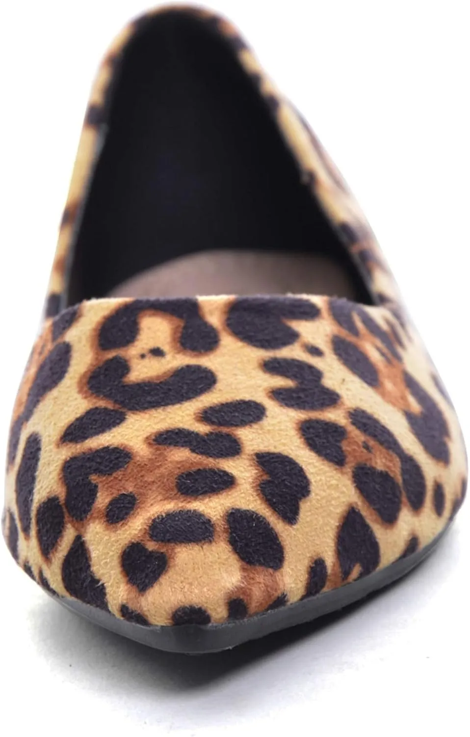 LUXINYU Women's Slip on Flats,Pointy Toe Suede Ballet Flats Leopard Dress Shoes