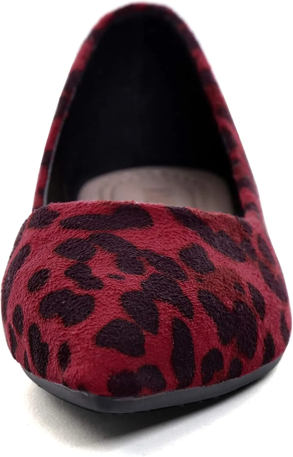 LUXINYU Women's Slip on Flats,Pointy Toe Suede Ballet Flats Leopard Dress Shoes