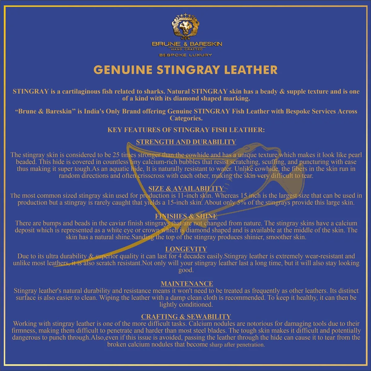Luxurious Combo of Mobile Cover & Watch Strap in Stingray Fish Leather