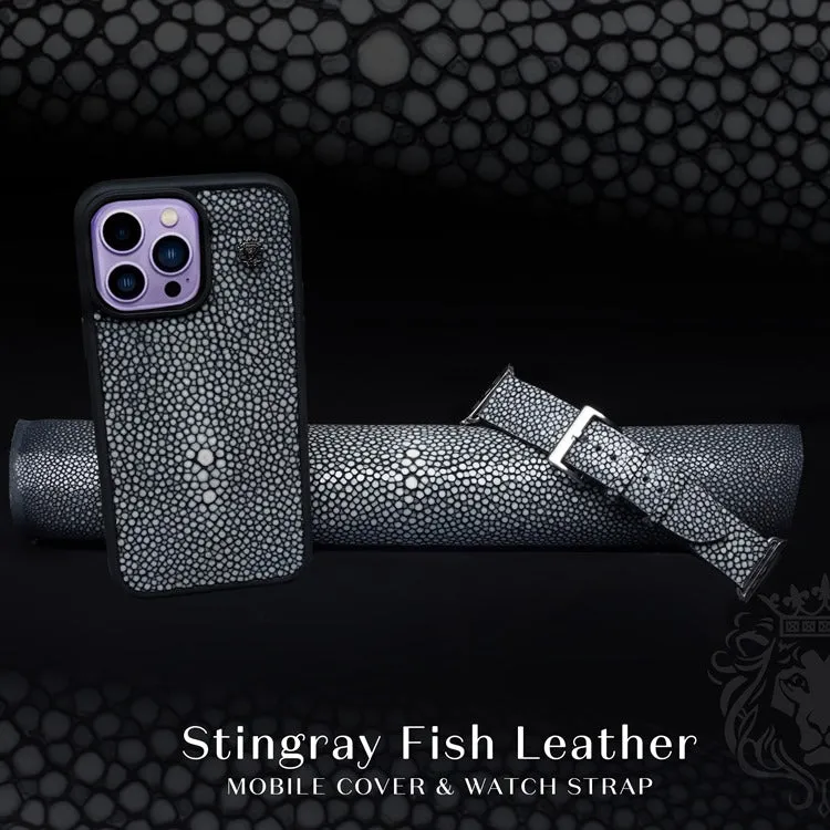 Luxurious Combo of Mobile Cover & Watch Strap in Stingray Fish Leather