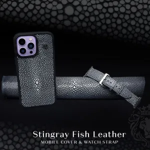 Luxurious Combo of Mobile Cover & Watch Strap in Stingray Fish Leather