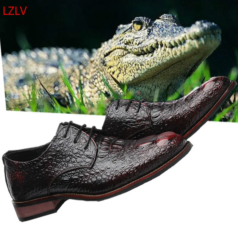 LZLV Fashion New Shoes Men's Dress Shoes Crocodile leather shoes