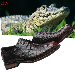 LZLV Fashion New Shoes Men's Dress Shoes Crocodile leather shoes