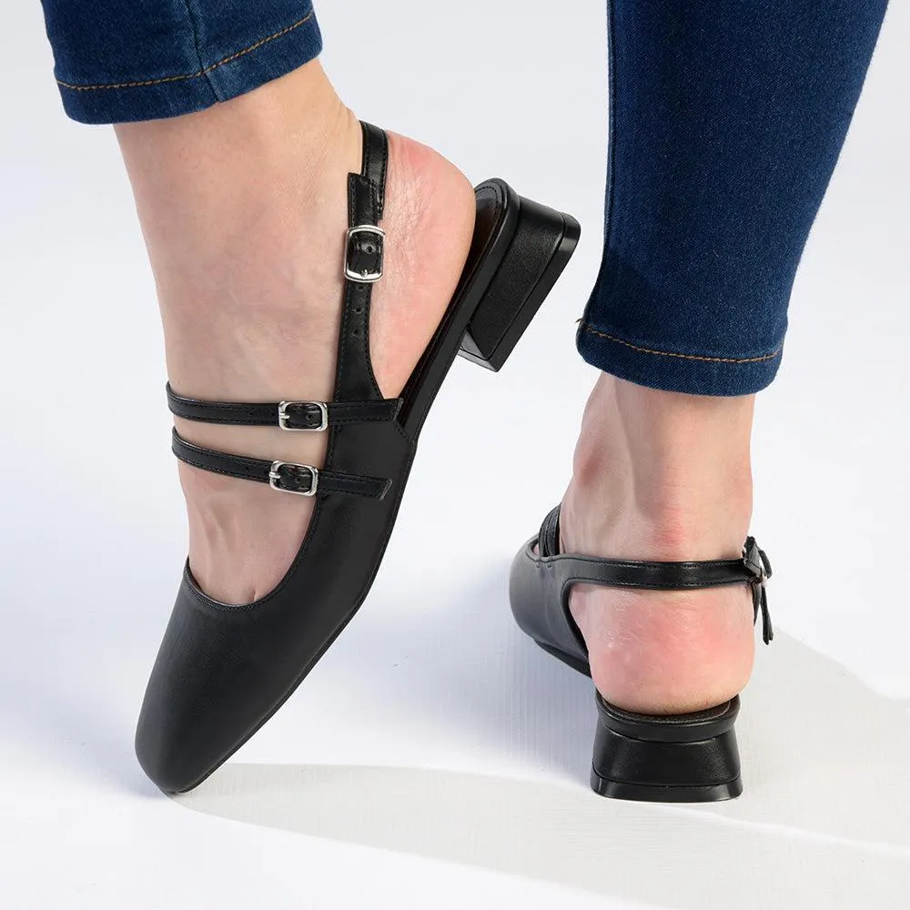 Madison Paisley Low Block Heel - Black