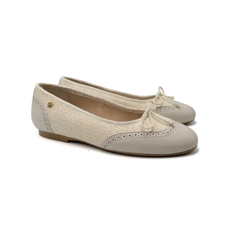 Manuela De Juan Beige Whicker Wingtip Ballet S3062