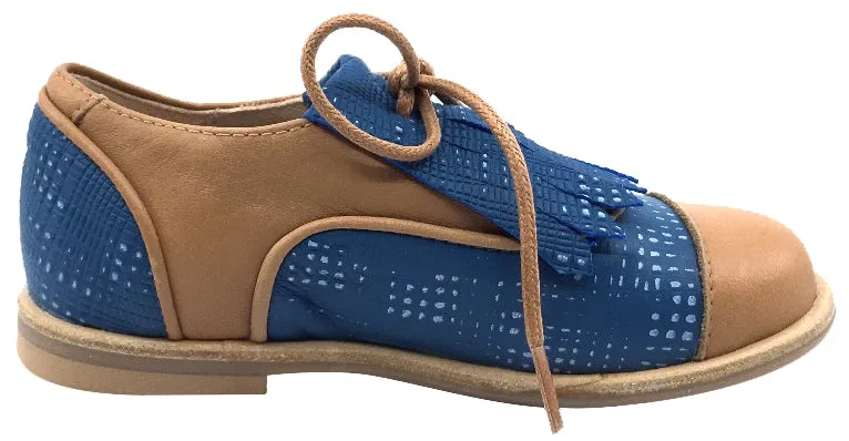 Manuela de Juan Boy's and Girl's Tan and Blue Diana Oxford