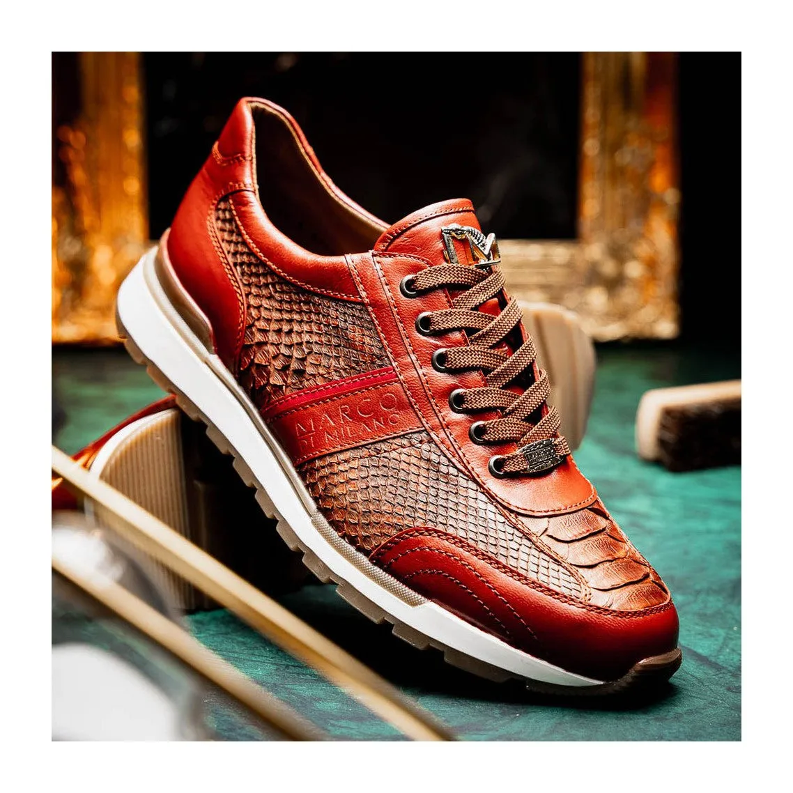 Marco Di Milano Brescia Men's Shoes Genuine Snake Skin / Calf-Skin Leather Sneakers (MDM1124)