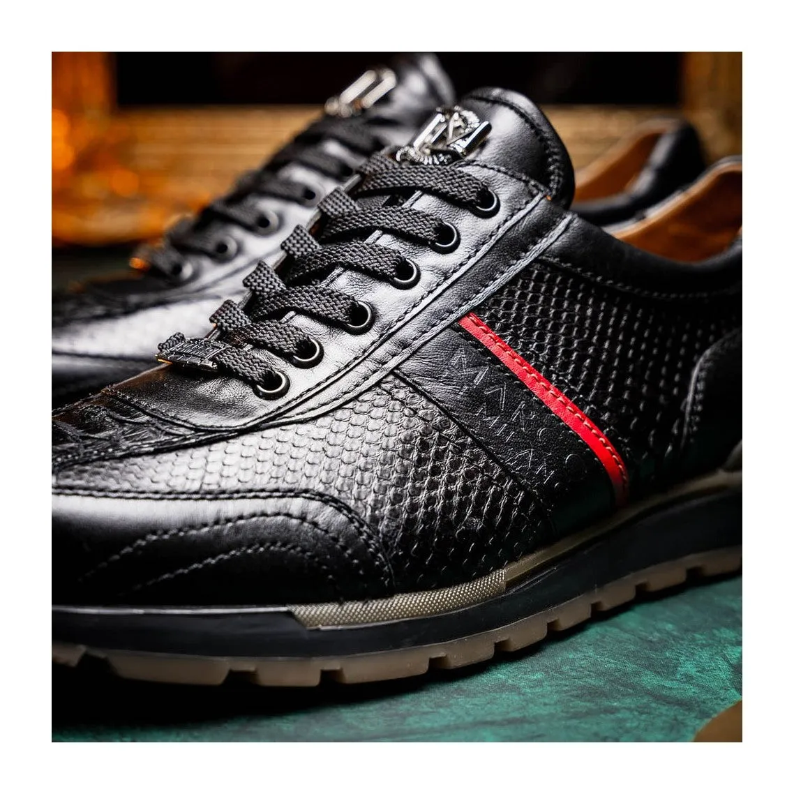 Marco Di Milano Brescia Men's Shoes Genuine Snake Skin / Calf-Skin Leather Sneakers (MDM1124)